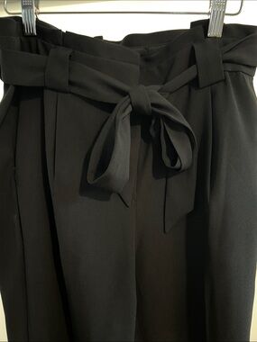 Express Black Paperbag Waist Tie Trousers